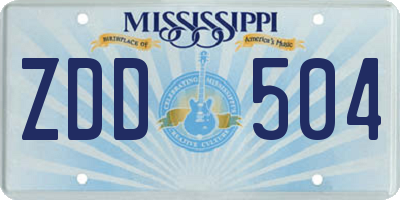 MS license plate ZDD504