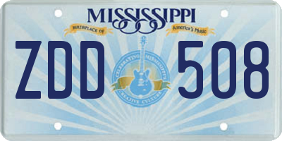 MS license plate ZDD508