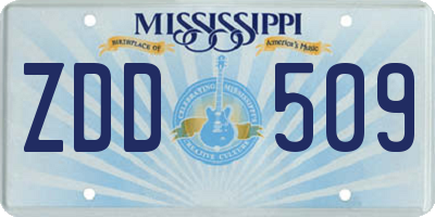 MS license plate ZDD509