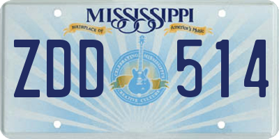 MS license plate ZDD514