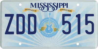 MS license plate ZDD515