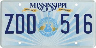 MS license plate ZDD516