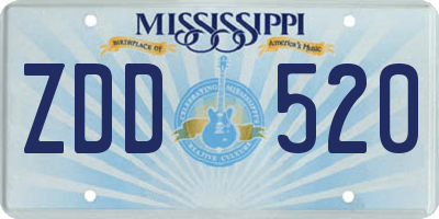 MS license plate ZDD520