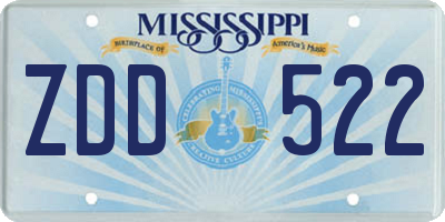 MS license plate ZDD522
