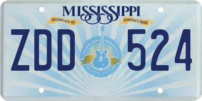 MS license plate ZDD524