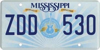 MS license plate ZDD530