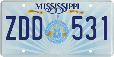 MS license plate ZDD531