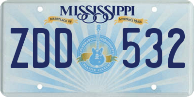 MS license plate ZDD532