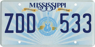 MS license plate ZDD533