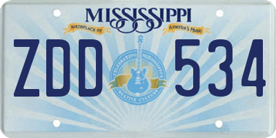 MS license plate ZDD534