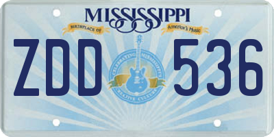 MS license plate ZDD536
