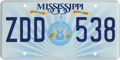 MS license plate ZDD538