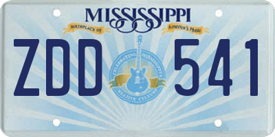 MS license plate ZDD541