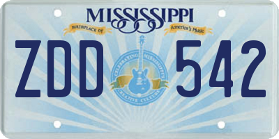 MS license plate ZDD542