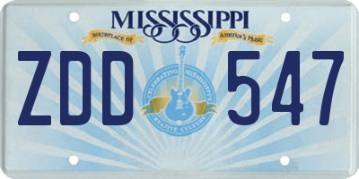 MS license plate ZDD547