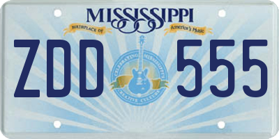 MS license plate ZDD555