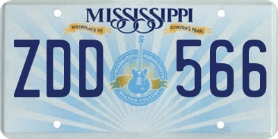 MS license plate ZDD566