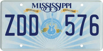 MS license plate ZDD576