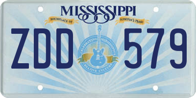 MS license plate ZDD579