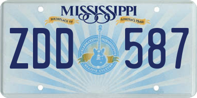 MS license plate ZDD587