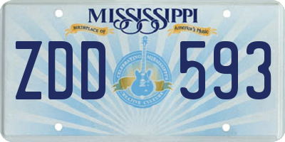 MS license plate ZDD593