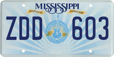 MS license plate ZDD603