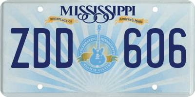 MS license plate ZDD606