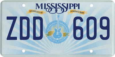 MS license plate ZDD609