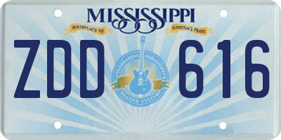 MS license plate ZDD616