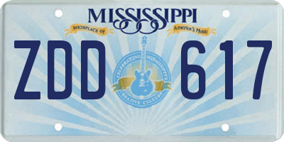 MS license plate ZDD617
