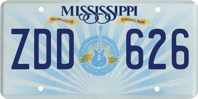MS license plate ZDD626