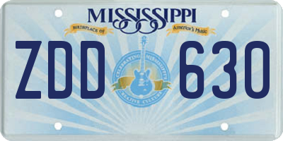 MS license plate ZDD630
