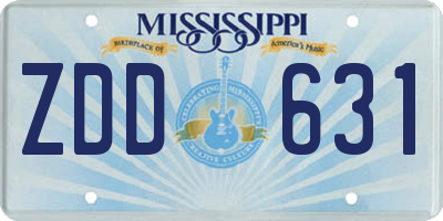 MS license plate ZDD631