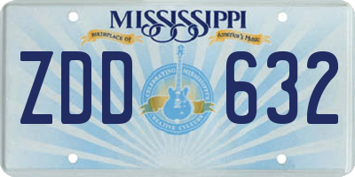 MS license plate ZDD632