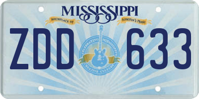 MS license plate ZDD633