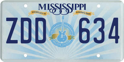 MS license plate ZDD634