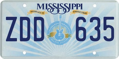 MS license plate ZDD635