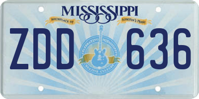 MS license plate ZDD636