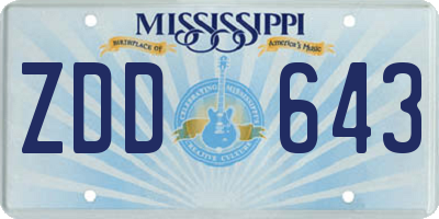 MS license plate ZDD643