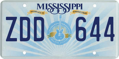 MS license plate ZDD644
