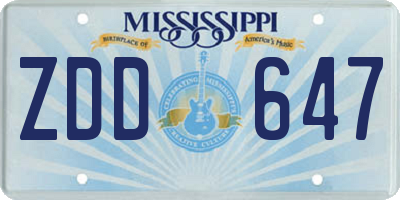 MS license plate ZDD647