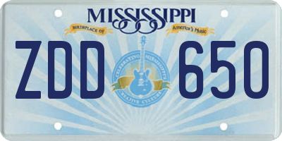 MS license plate ZDD650