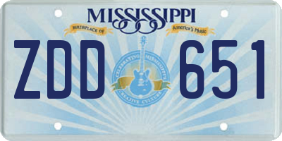 MS license plate ZDD651
