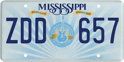 MS license plate ZDD657