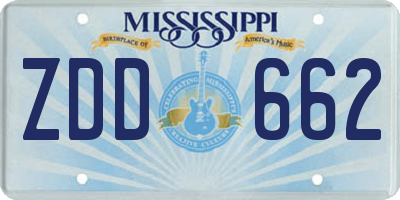 MS license plate ZDD662