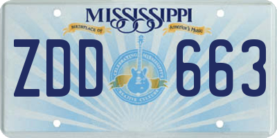 MS license plate ZDD663
