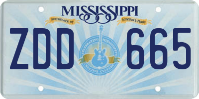 MS license plate ZDD665