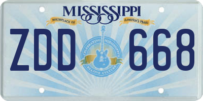 MS license plate ZDD668