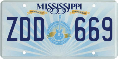MS license plate ZDD669
