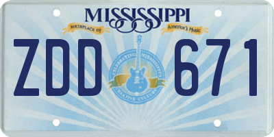 MS license plate ZDD671